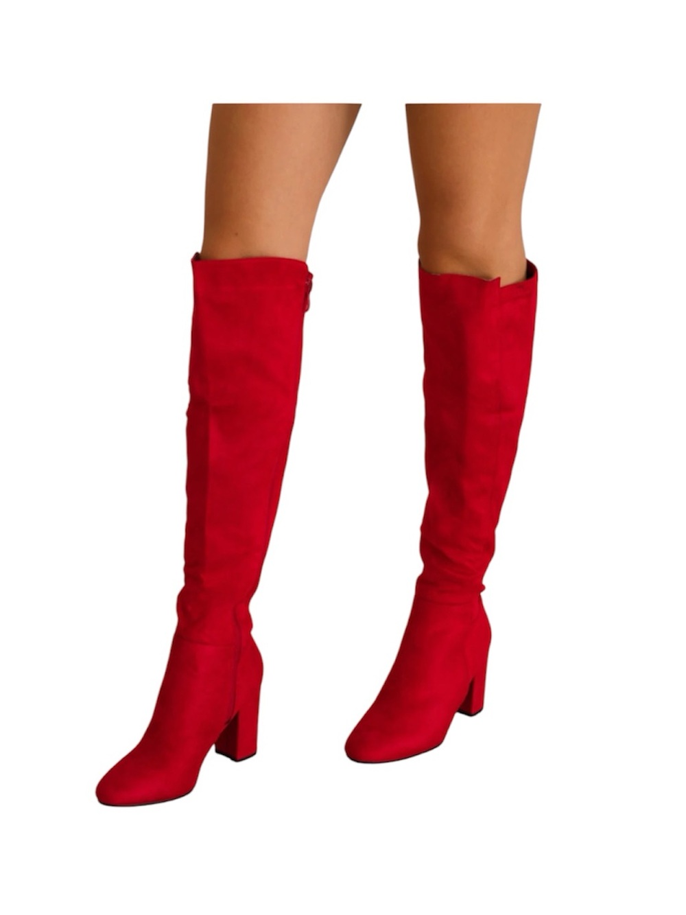 Top Moda Red Women's Faux Suede
Block Heel Knee High Boot Size 7